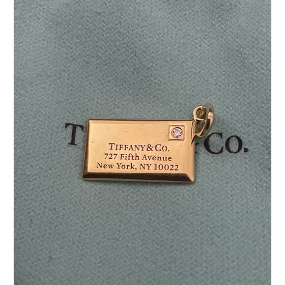 Tiffany & Co. 18k Gold Diamond Envelope Address Pendant Charm Necklace Bracelet - Picture 12 of 16
